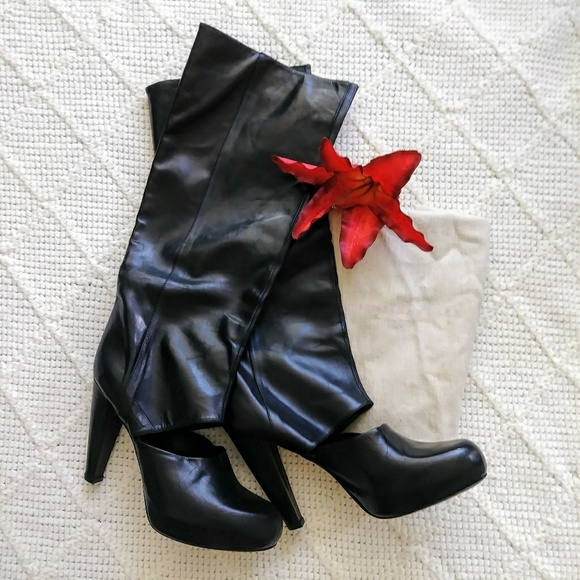 Loeffler Randall Shoes - Loeffler Randall Black Leather Tall Boots